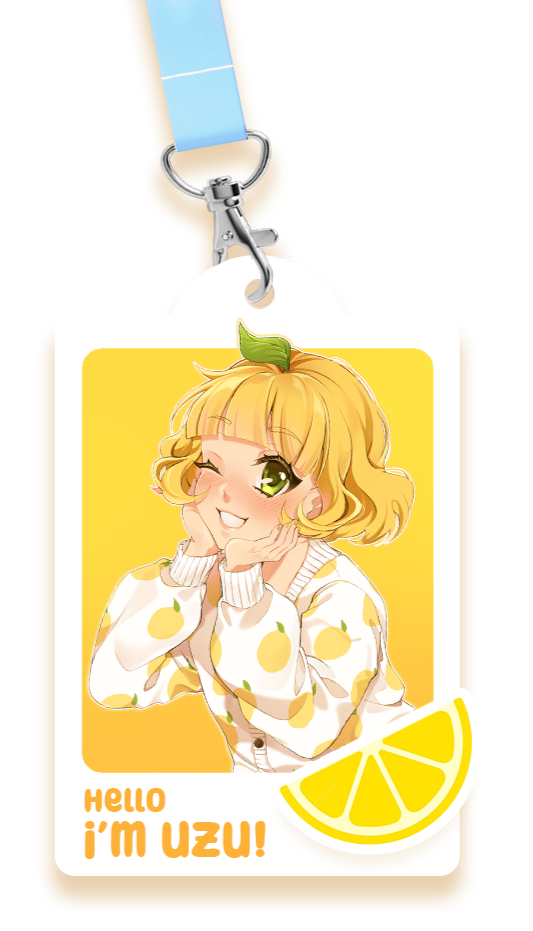 "Hello I'm Uzu!" character illustration image